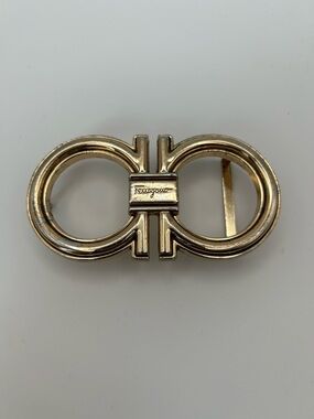 Salvatore Ferragamo Gold Double Ring Gancio Belt Buckle